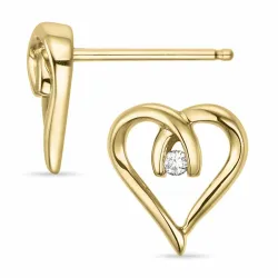 sydän timantti nappikorvakorut 14 karaatin kultaa kanssa timantti 