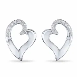 Sydän timantti nappikorvakorut 14 karaatin valkokultaa kanssa timanttia 