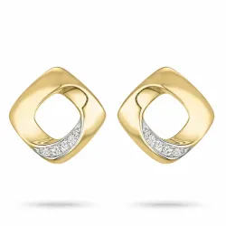 neliskulmainen timantti nappikorvakorut 14 karaatin kultaa ja valkokul kanssa timantti 