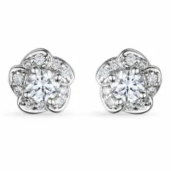 kukka valkokultaa briljanttikorvakorut 14 karaatin valkokultaa kanssa timantti 