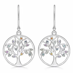 Støvring Design elämänpuu zirkoni korvarenkaat  rodinoitua hopeaa monivärinen zirkoni