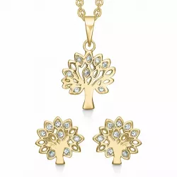 Støvring Design elämänpuu zirkoni korut setti  kullattua hopeaa valkoinen zirkoni