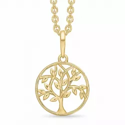11,5 mm Støvring Design elämänpuu riipus jossa on ketju  14 karaatin kultaa Kullattu hopeakaulaketju