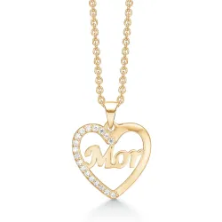 Støvring Design sydän kaulaketju, jossa on riipus  Kullattu hopeakaulaketju valkoinen zirkoni