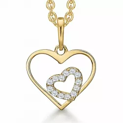 Støvring Design sydän kaulaketju, jossa on riipus  14 karaatin kultaa Kullattu hopeakaulaketju valkoinen zirkoni