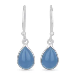 pisaranmuotoinen sininen kalsedoni korvarenkaat  hopea - Loom Stones