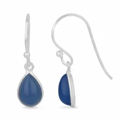 pisaranmuotoinen sininen kalsedoni korvarenkaat  hopea - Loom Stones