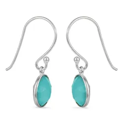 pyöreitä turkiisi kalsedoni korvarenkaat  hopea - Loom Stones