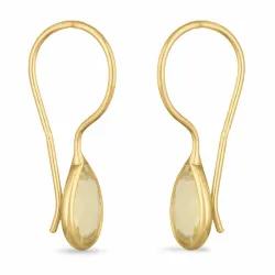 pitkät pisara topaasi korvarenkaat  kullattua hopeaa - Loom Stones