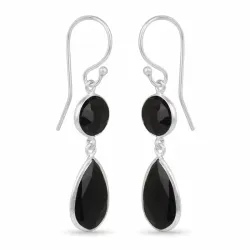 pitkät onyx korvarenkaat  hopea - Loom Stones