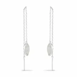 pitkät pisara kuukivi korvarenkaat  hopea - Loom Stones
