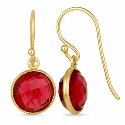 pyöreitä punainen korvarenkaat  kullattua hopeaa - Loom Stones