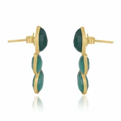 onyx-kiveä nappikorvakorut  kullattu hopea - Loom Stones