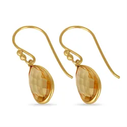 pitkät keltainen topaasi korvarenkaat  kullattua hopeaa - Loom Stones