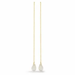 Pitkät kuukivi korvarenkaat  kullattua hopeaa