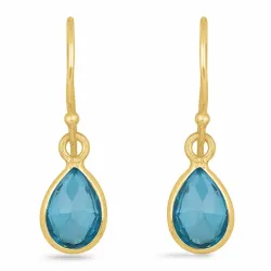 pitkät pisara akvamariinia korvarenkaat  kullattu hopea - Loom Stones