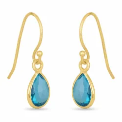 pitkät pisara akvamariinia korvarenkaat  kullattu hopea - Loom Stones