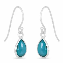 pitkät pisara akvamariinia korvarenkaat  hopea - Loom Stones