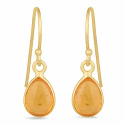 pitkät meripihka korvarenkaat  kullattu hopea - Loom Stones