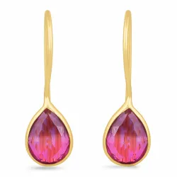 pitkät ametisti korvarenkaat  kullattu hopea - Loom Stones