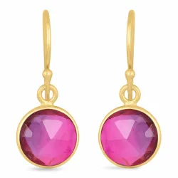 pitkät pyöreä ametisti korvarenkaat  kullattu hopea - Loom Stones