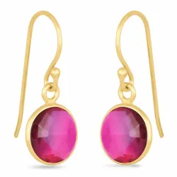 pitkät pyöreä ametisti korvarenkaat  kullattu hopea - Loom Stones