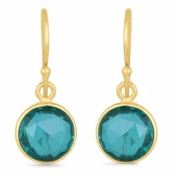 pitkät pyöreä akvamariinia korvarenkaat  kullattu hopea - Loom Stones