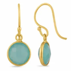 vihreä kalsedoni korvarenkaat  kullattu hopea - Loom Stones