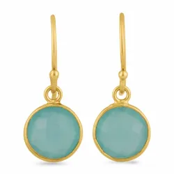 vihreä kalsedoni korvarenkaat  kullattu hopea - Loom Stones