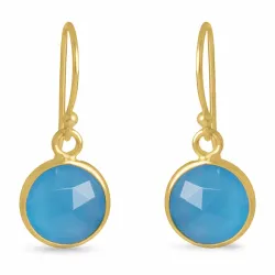 sininen kalsedoni korvarenkaat  kullattu hopea - Loom Stones