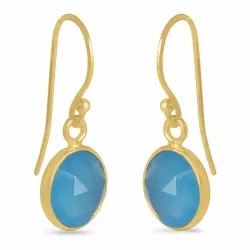 sininen kalsedoni korvarenkaat  kullattu hopea - Loom Stones