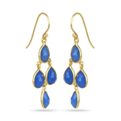 sininen kalsedoni korvarenkaat  kullattua hopeaa - Loom Stones