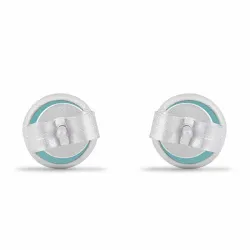 matta pyöreitä sininen kalsedoni nappikorvakorut  hopeaa - Loom Stones