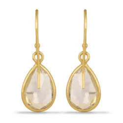 pitkät pisara kvartsi korvarenkaat  kullattu hopea - Loom Stones