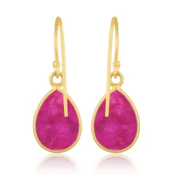 pitkät rubiini korvarenkaat  kullattu hopea - Loom Stones