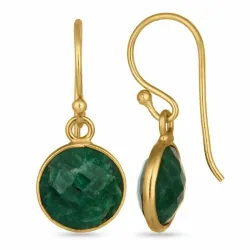 pyöreitä vihreä korvarenkaat  kullattua hopeaa - Loom Stones