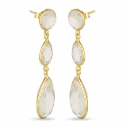 pisaranmuotoinen valkoinen kvartsi korvarenkaat  kullattua hopeaa - Loom Stones