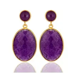 ovaaleja lila korvarenkaat  kullattua hopeaa - Loom Stones