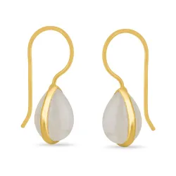 valkoinen kuukivi korvarenkaat  kullattua hopeaa - Loom Stones