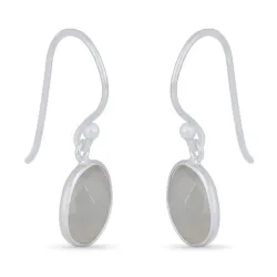 pyöreitä kuukivi korvarenkaat  hopea - Loom Stones