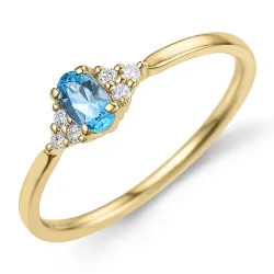 topaasi timanttisormus 9 karaatin kultaa 0,25 ct 0,06 ct - Simple Diamonds