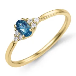 Lontoon Topaz sormus 9 karaatin kultaa 0,25 ct 0,06 ct - Simple Diamonds