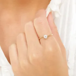 6,0 mm zirkoni solitaire-sormus 9 karaatin kultaa