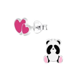 sydän panda lasten korvakorut  hopea - Little Ones