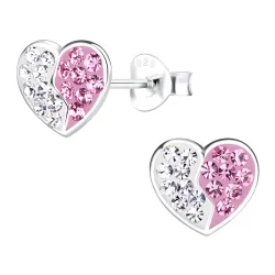 sydän vaaleanpunainen lasten korvakorut  hopea - Little Ones