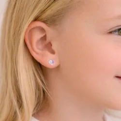 sydän vaaleanpunainen lasten korvakorut  hopea - Little Ones