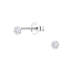 3 mm zirkoni solitaire-nappikorvakorut  hopea