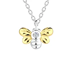 mehiläinen kaulaketju hopeaa riipus hopeaa ja kullattua hopeaa - Little Ones