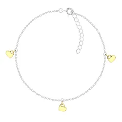 sydän nilkkaketju hopeaa riipus kullattua hopeaa - Little Ones