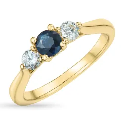 synteettinen safiiri kultasormus 9 karaatin kultaa